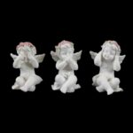 MARFINITE -ANJO SENTADO C/FLORES COR BRANCO/ROSA