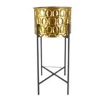 METAL -VASO C/ SUPORTE COR OURO