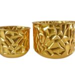 METAL -CONJ. 2 VASOS COR OURO