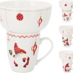 TIGELA 13.5X6CM+CANECA 8.1X10CM PORCELANA