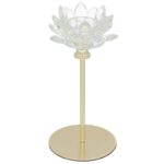 CASTIÇAL METAL C/FLOR VIDRO