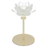 CASTIÇAL METAL C/FLOR VIDRO