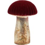 COGUMELO DECORATIVO VIDRO FLOCADO COR:VERMELHO