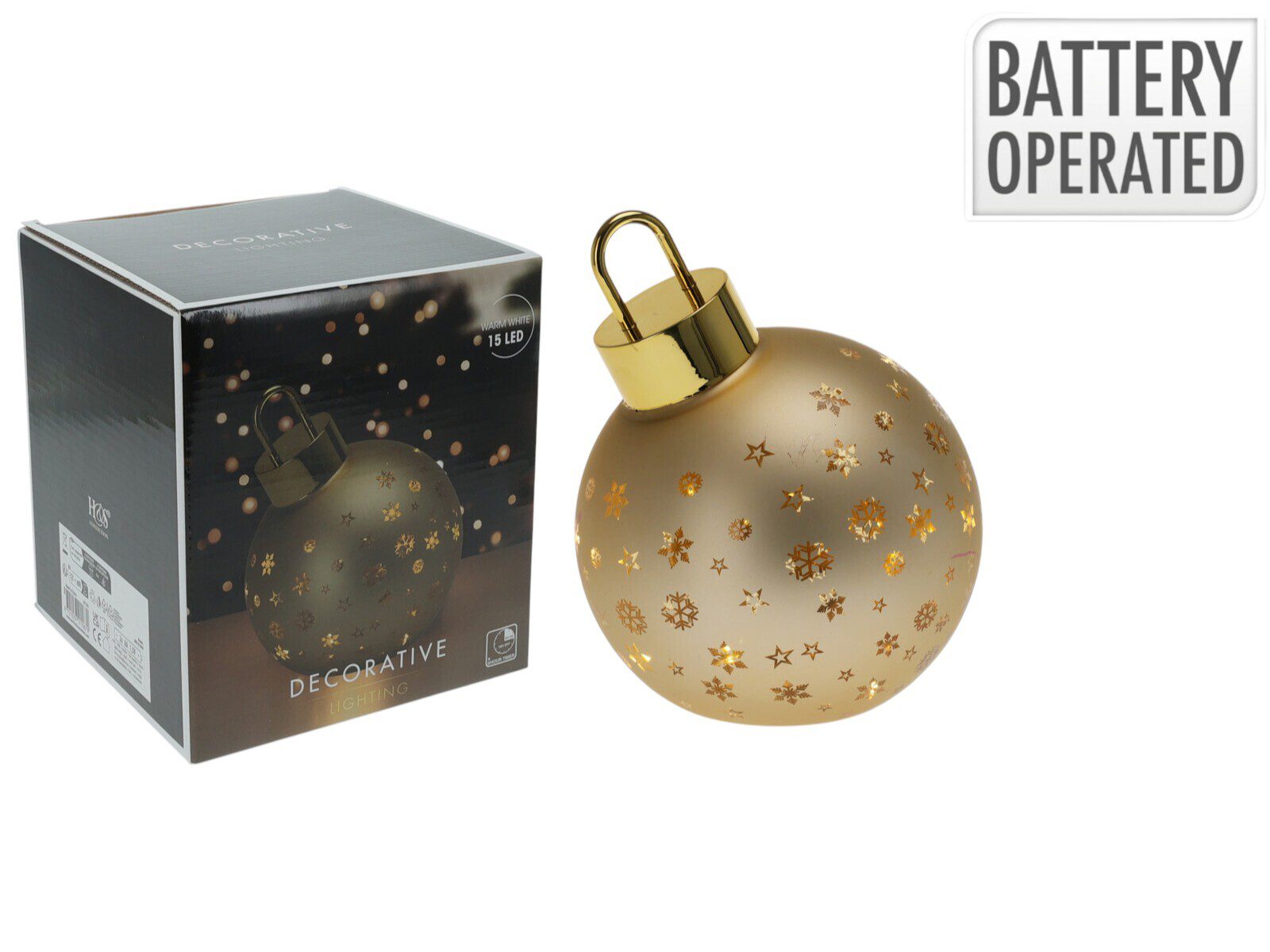 ABR823860_COMPOSITION_001_ BOLA DE NATAL VIDRO DECOR. C/LUZ COR:OURO - Image 1