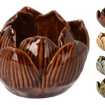 PORTAVELAS CERAMICA FLOR