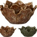PORTAVELAS CERAMICA FLOR
