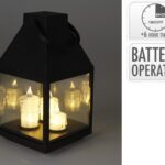 LANTERNA PLASTICO/VIDRO C/3 VELAS LED