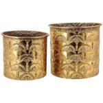 CONJ.2 VASOS DECORATIVOS METAL COR:OURO