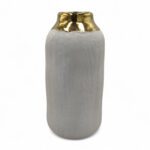 JARRA CERMICA COR:BRANCO/OURO