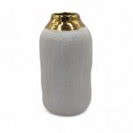JARRA CERMICA COR:BRANCO/OURO