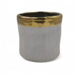 CACHEPOT CERMICA COR:BRANCO/OURO