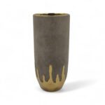 JARRA FOGO CERAMICA COR:CINZA/OURO