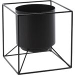 VASO METAL ESTRUTURA QUADRADA COR:PRETO