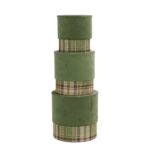 CONJ.3 CAIXA VELUDO XADREZ COR:VERDE