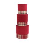 CONJ.3 CAIXA VELUDO XADREZ COR:VERMELHO