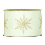 FITA TECIDO BORDADA 6.3CMX10MT C/ARAME COR:BRANCO/OURO