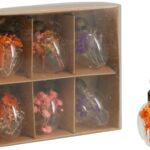 CONJ.6 OVOS 4.8CM DE VIDRO C/FLOR SECA