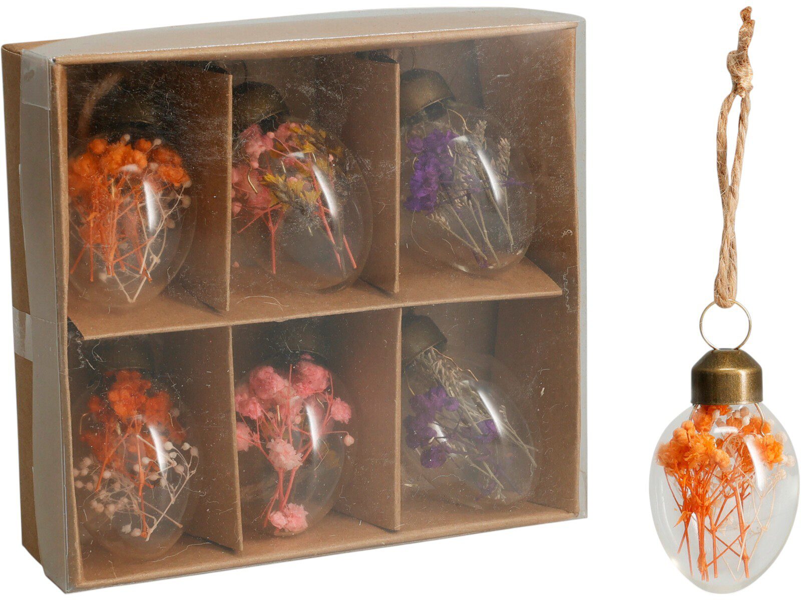 C37910540_COMPOSITION_001_ CONJ.6 OVOS 4.8CM DE VIDRO C/FLOR SECA - Image 1