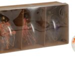 CONJ.3 OVOS 8.5CM DE VIDRO C/FLOR SECA