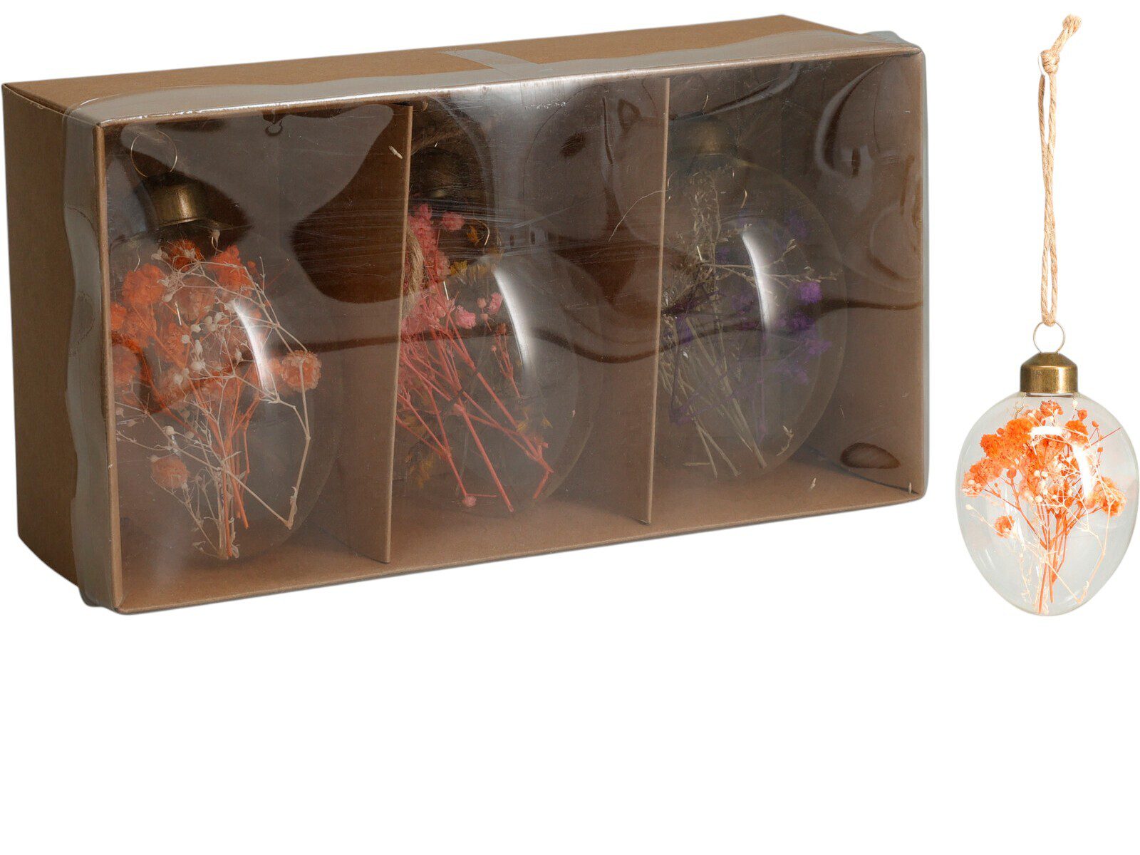 C37910550_COMPOSITION_001_ CONJ.3 OVOS 8.5CM DE VIDRO C/FLOR SECA - Image 1