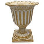 CERAMICA- CALICE C/PE COR:BRANCO/OURO