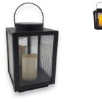 LANTERNA SOLAR METAL+VIDRO COR:PRETO