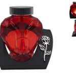 CANDEEIRO SOLAR CORAÇAO C/BASE METAL COR:VERMELHO