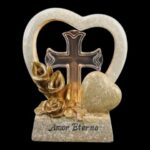 MARFINITE -BASE C/CORAÇOES CREME/OURO C/CRUZ LED 20CM