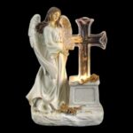 MARFINITE -ANJO BRANCO/OURO C/CRUZ LED 23CM