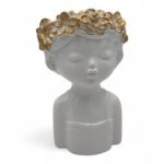 CERAMICA- BUSTO MENINA JARDINEIRA C/FURO COR:OURO