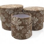 CONJ.3 CAIXA VELUDO FLOR COR:SAND