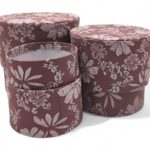 CONJ.3 CAIXA VELUDO FLOR COR:ROSA