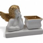 CERAMICA- ANJO SUPORTE C/TAÇA COR:OURO