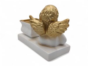 CERAMICA- ANJO SUPORTE C/TAÇA COR:OURO
