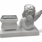 CERAMICA- ANJO SUPORTE C/TAÇA COR:PRATA