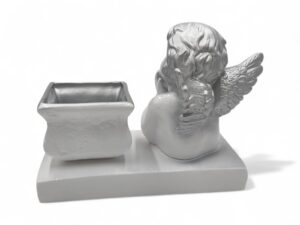 CERAMICA- ANJO SUPORTE C/TAÇA COR:PRATA