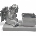 CERAMICA- ANJO SUPORTE C/TAÇA COR:PRATA