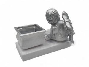 CERAMICA- ANJO SUPORTE C/TAÇA COR:PRATA