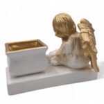 CERAMICA- ANJO SUPORTE C/TAÇA COR:OURO