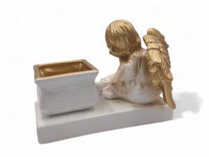 CERAMICA- ANJO SUPORTE C/TAÇA COR:OURO