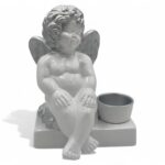 CERAMICA- ANJO SUPORTE C/TAÇA COR:PRATA