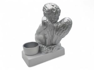 CERAMICA- ANJO SUPORTE C/TAÇA COR:PRATA