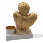 CERAMICA- ANJO SUPORTE C/TAÇA COR:OURO