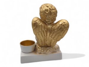 CERAMICA- ANJO SUPORTE C/TAÇA COR:OURO
