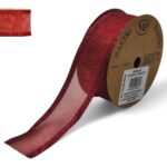 FITA LUREX C/REBORDO 3.8CMX10MTS C/ARAME COR:VERMELHO