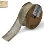 FITA LUREX C/REBORDO 3.8CMX10MTS C/ARAME COR:CHAMPAGNE