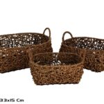 CONJ.3 CESTOS RATTAN COR:CASTANHO
