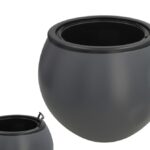 VASO PLASTICO BOLA C/SUPORTE COR:PRETO