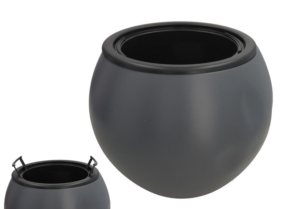 8445393583686 VASO PLASTICO BOLA C/SUPORTE COR:PRETO - Image 1