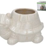 VASO FIG. TARTARUGA C/FURO COR:BEGE